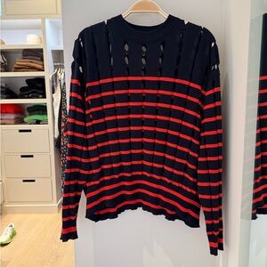 Alexander Wang Navy and Red Cutout Sweater